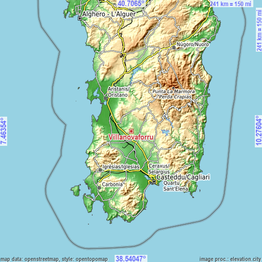 Topographic map of Villanovaforru