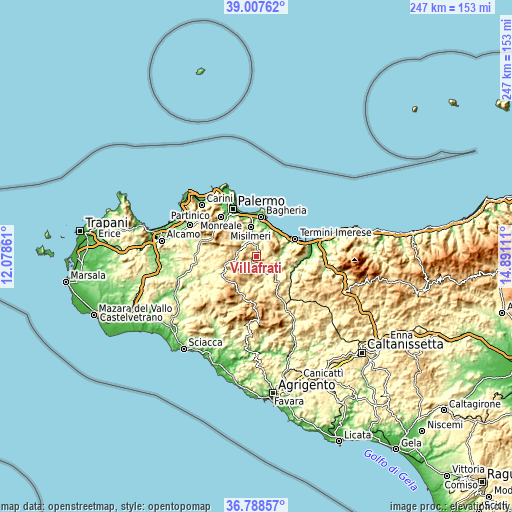 Topographic map of Villafrati