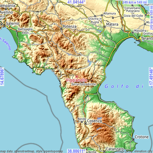 Topographic map of Viggianello