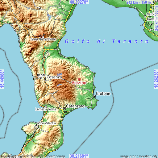 Topographic map of Verzino