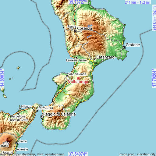 Topographic map of Vallelonga