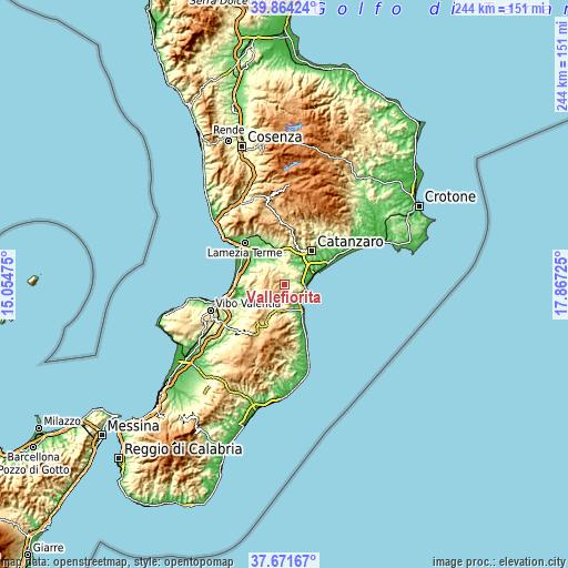 Topographic map of Vallefiorita