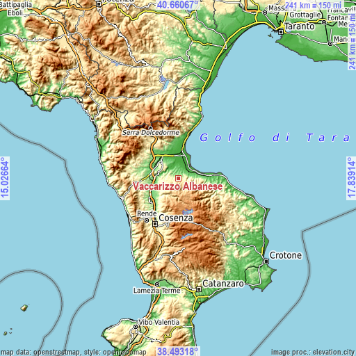 Topographic map of Vaccarizzo Albanese