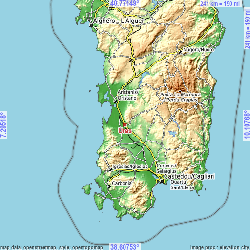 Topographic map of Uras