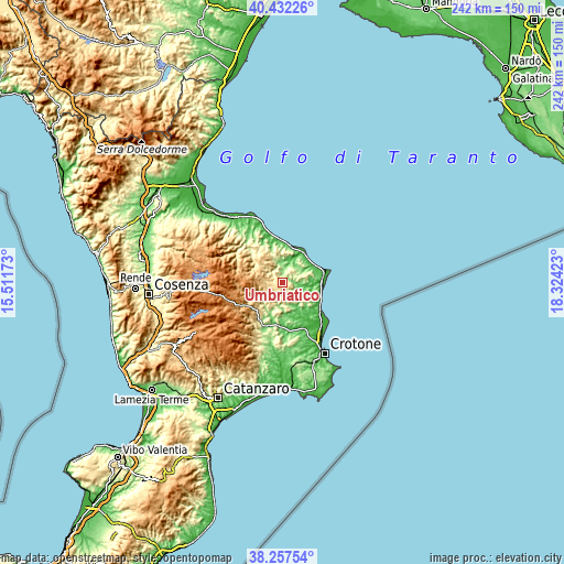 Topographic map of Umbriatico