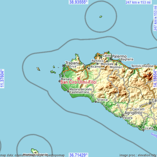 Topographic map of San Ciro-Ulmi-Filci