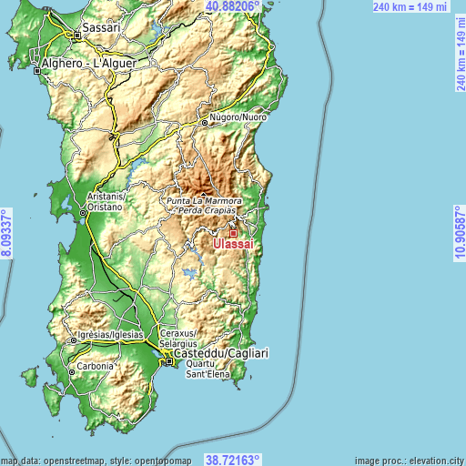 Topographic map of Ulassai