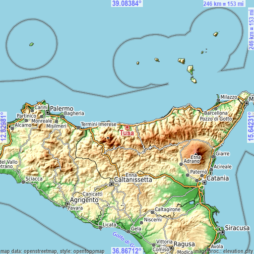 Topographic map of Tusa