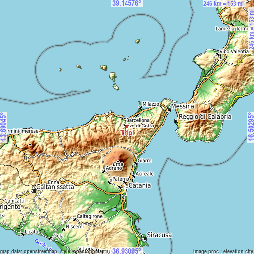 Topographic map of Tripi