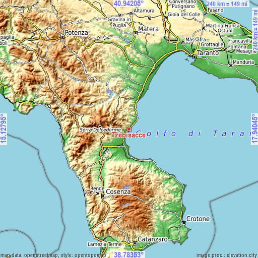 Topographic map of Trebisacce