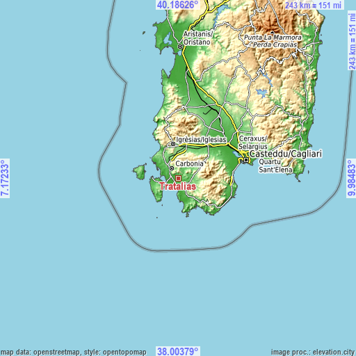 Topographic map of Tratalias