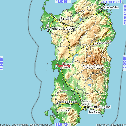 Topographic map of Tramatza