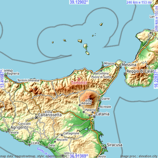 Topographic map of Tortorici