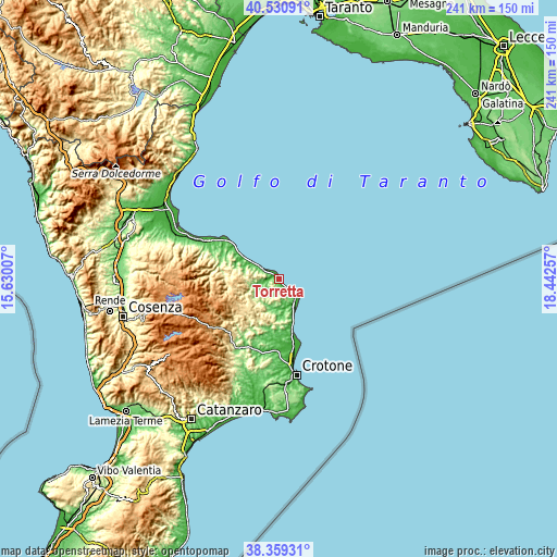 Topographic map of Torretta