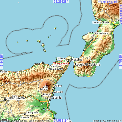 Topographic map of Torregrotta