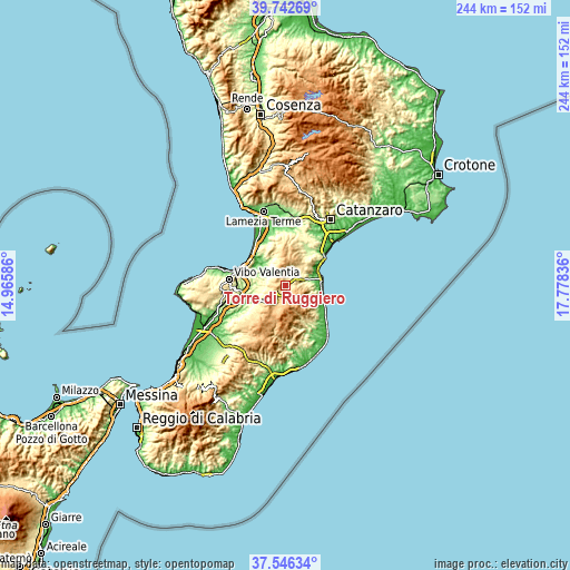 Topographic map of Torre di Ruggiero