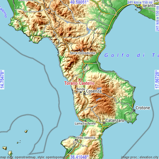 Topographic map of Torano Castello