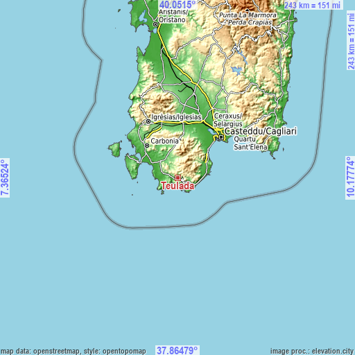 Topographic map of Teulada