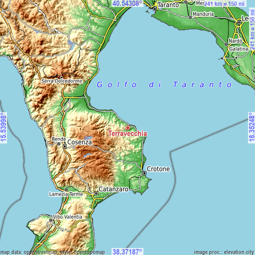 Topographic map of Terravecchia