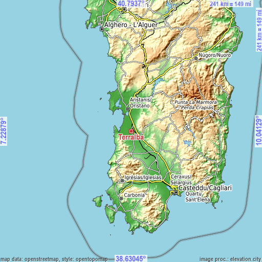 Topographic map of Terralba