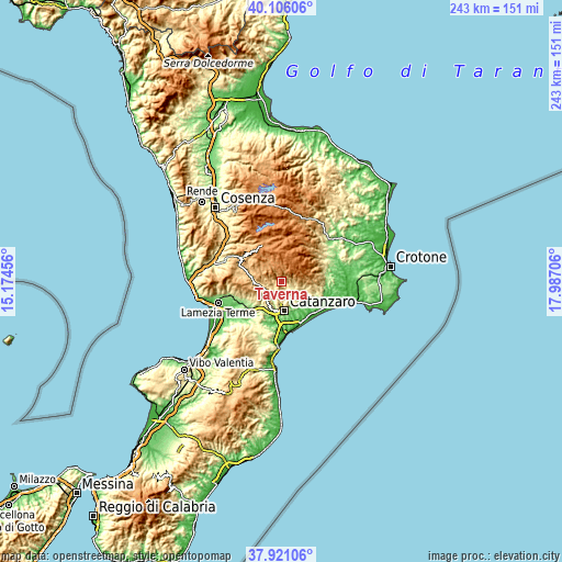 Topographic map of Taverna