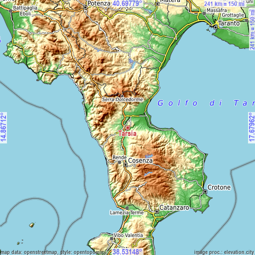 Topographic map of Tarsia