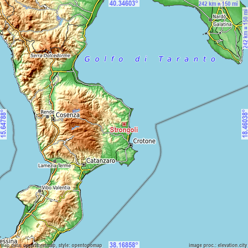 Topographic map of Strongoli