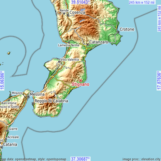 Topographic map of Stignano