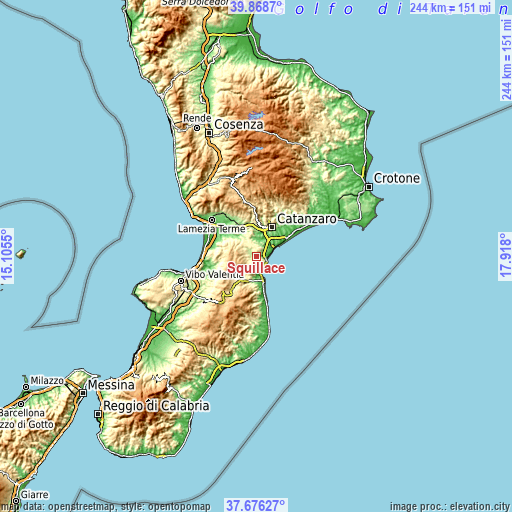 Topographic map of Squillace