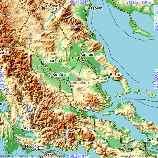 Topographic map of Vamvakoú