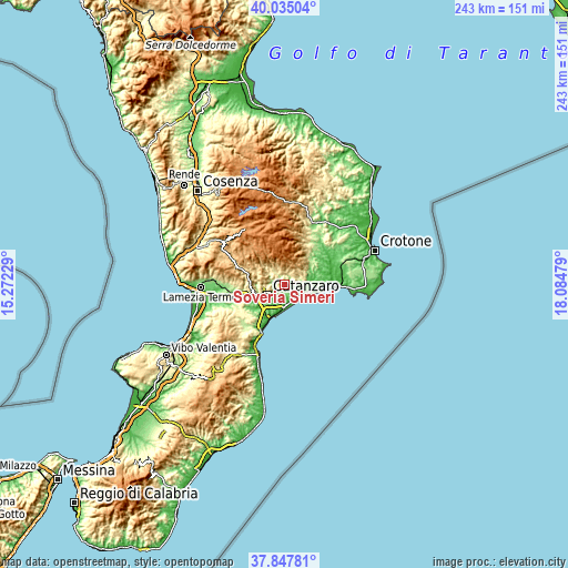 Topographic map of Soveria Simeri