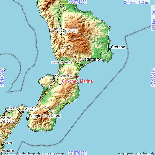 Topographic map of Soverato Marina