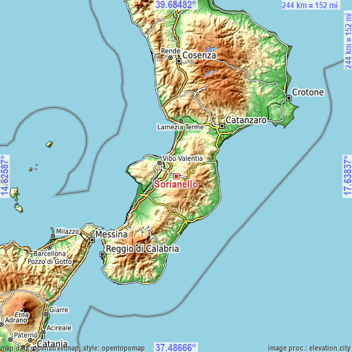 Topographic map of Sorianello