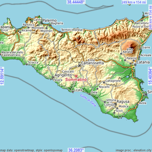 Topographic map of Sommatino