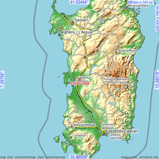 Topographic map of Solarussa