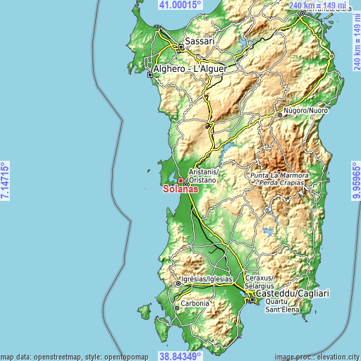 Topographic map of Solanas