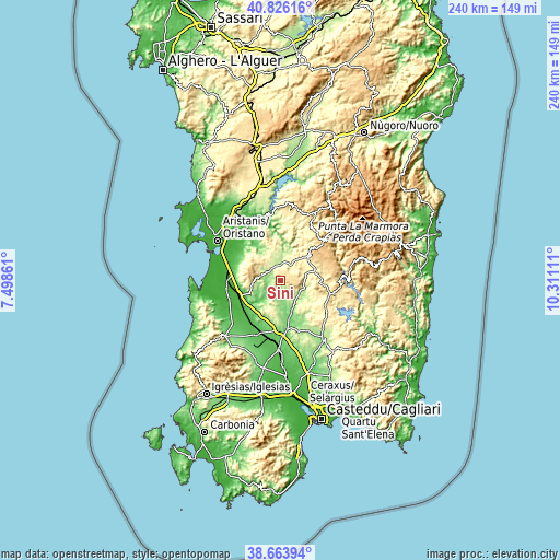 Topographic map of Sini