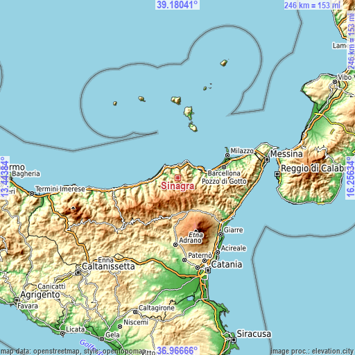 Topographic map of Sinagra