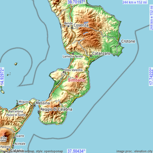 Topographic map of Simbario