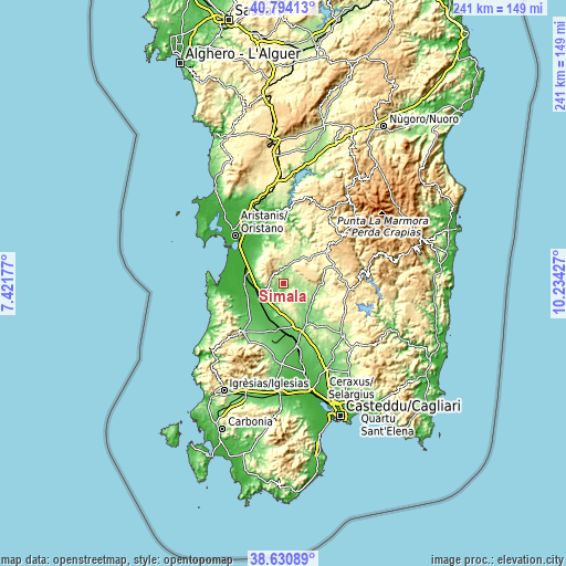 Topographic map of Simala