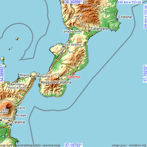 Topographic map of Siderno