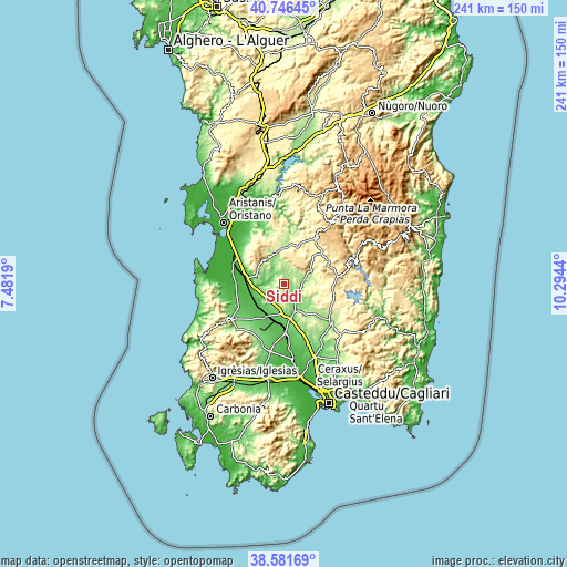 Topographic map of Siddi