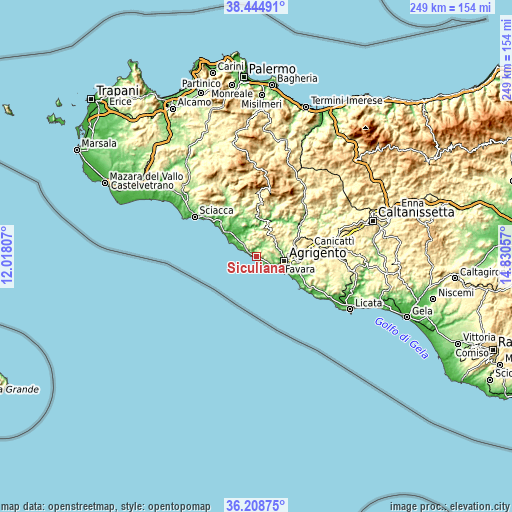 Topographic map of Siculiana