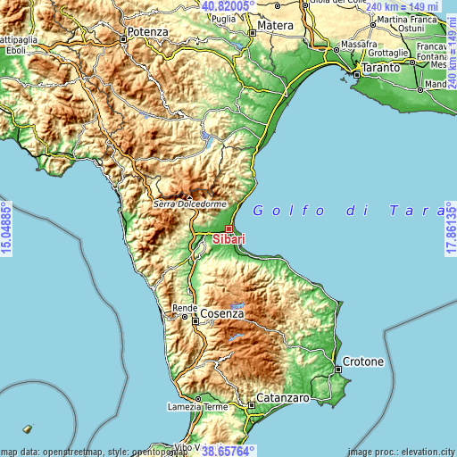 Topographic map of Sibari