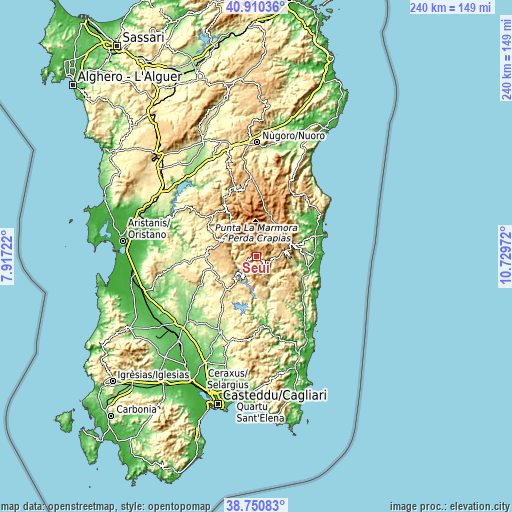 Topographic map of Seui