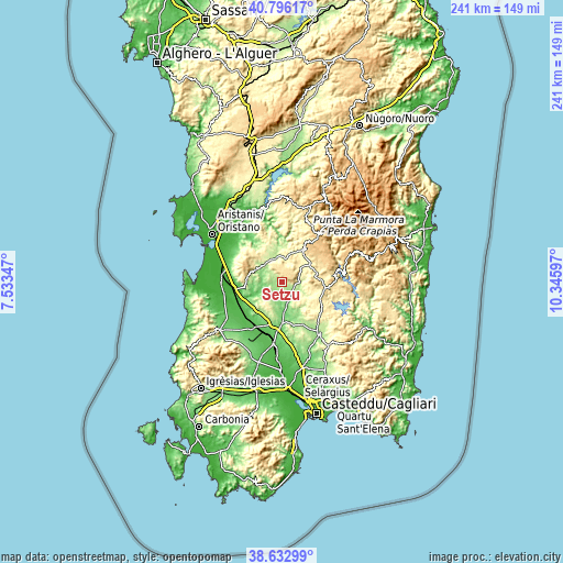 Topographic map of Setzu