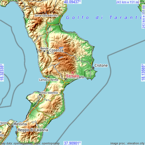 Topographic map of Sersale