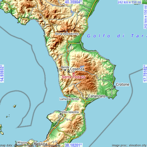 Topographic map of Serra Pedace