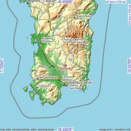 Topographic map of Senorbì