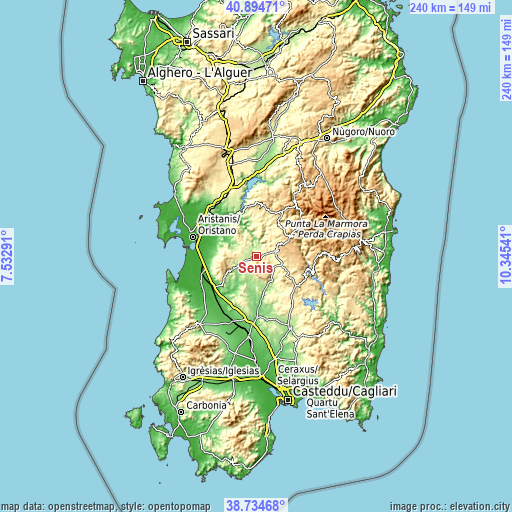 Topographic map of Senis